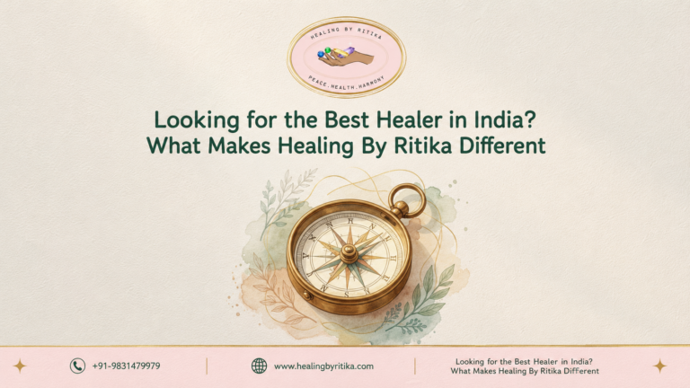 Luxury watercolor illustration representing the personalized energy healing approach of Ritika Chandak, the best healer in India.