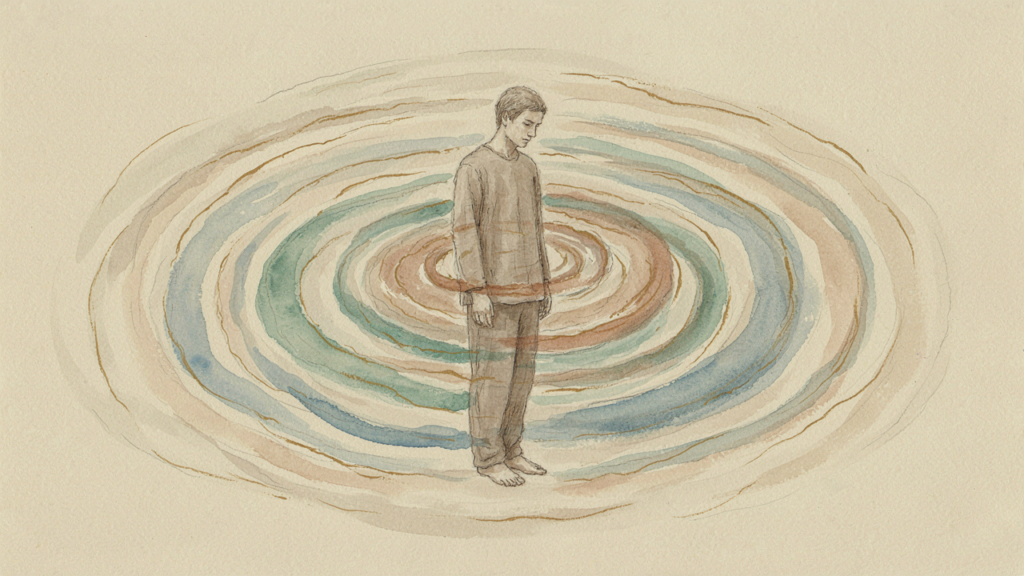 Illustration of the four layers of the human energy field: physical, emotional, mental and spiritual aura