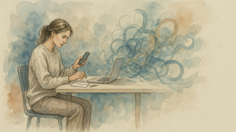 Person feeling overwhelmed by postponed tasks, illustrating procrastination and stress